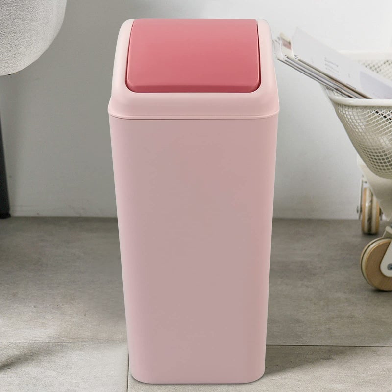 Kekow 4.5 Gallon Small Plastic Trash Can, Swing Lid Waste Can, Pink - Image 4